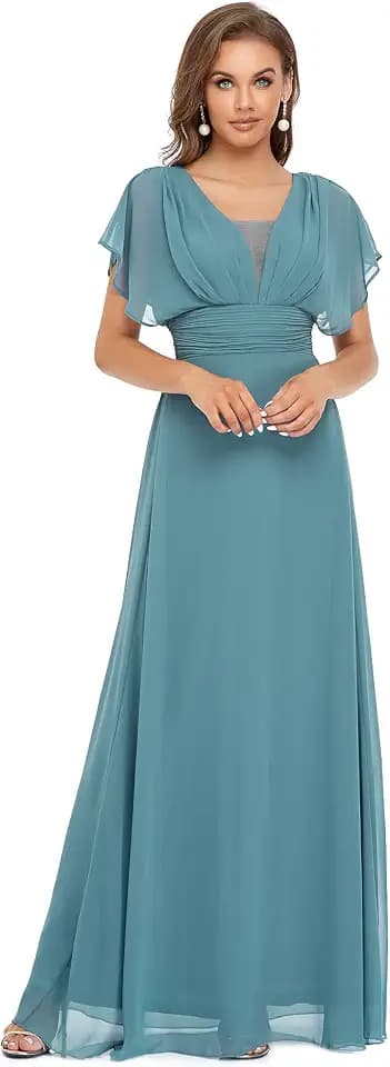 Ever-Pretty Damen V-Ausschnitt Chiffon Elegant Maxi Abendkleider 7851