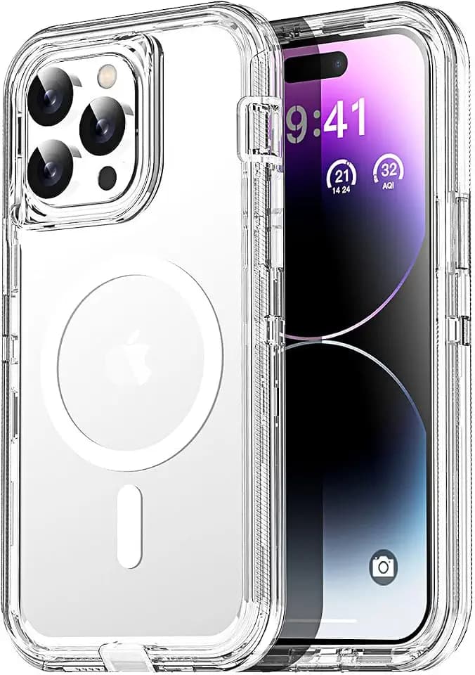 AICase for iPhone 14 Pro Max Case Clear Compatible with MagSafe 3 in 1 Heavy Duty Drop Protection Full Body Rugged Shockproof/Dust Proof 3-Layer Military Protective Tough Durable Cover 6.7"_1