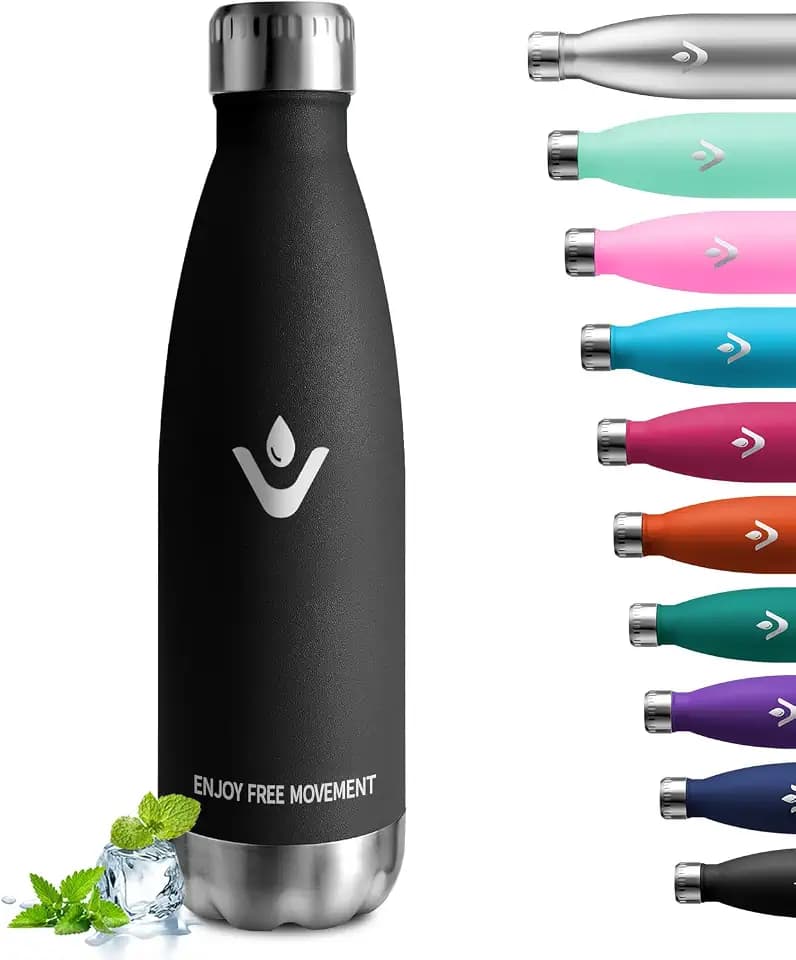 Trinkflasche 500ml, Isolierflasche BPA-Frei Auslaufsicher, Thermosflasche Kohlensäure Geeignet, Vakuum Thermosflasche, Wassflasche Edelstahl für Sport, Erwachsener, Kinder, Fussball, Uni, Reisen