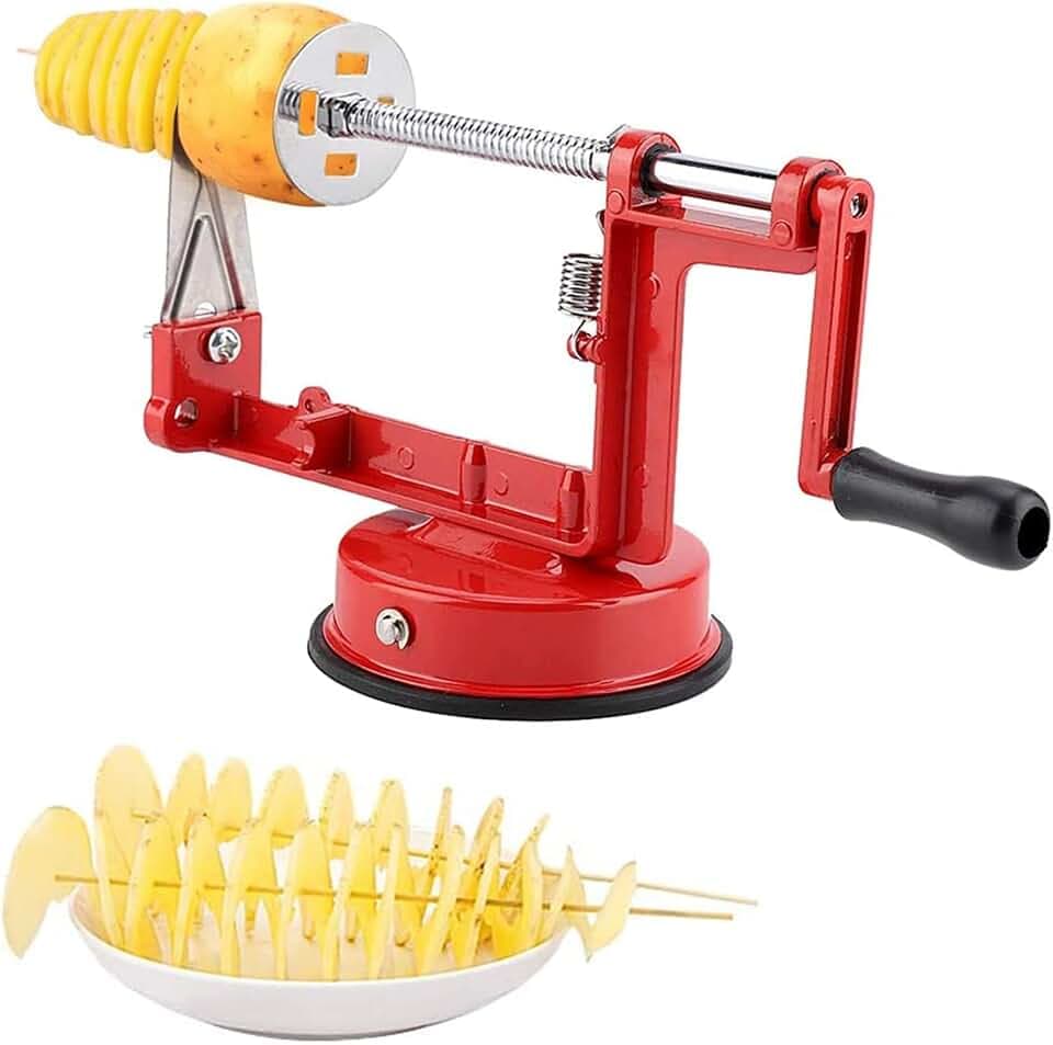 Spiralschneider Kartoffel, Apfelschneider Kartoffelschneider Edelstahl Tornado Schneider Kartoffel Twister mit Rutschfester Griff Chipsmaschine für Obst Kartoffeln Tornado Chips Gurken oder Karotten