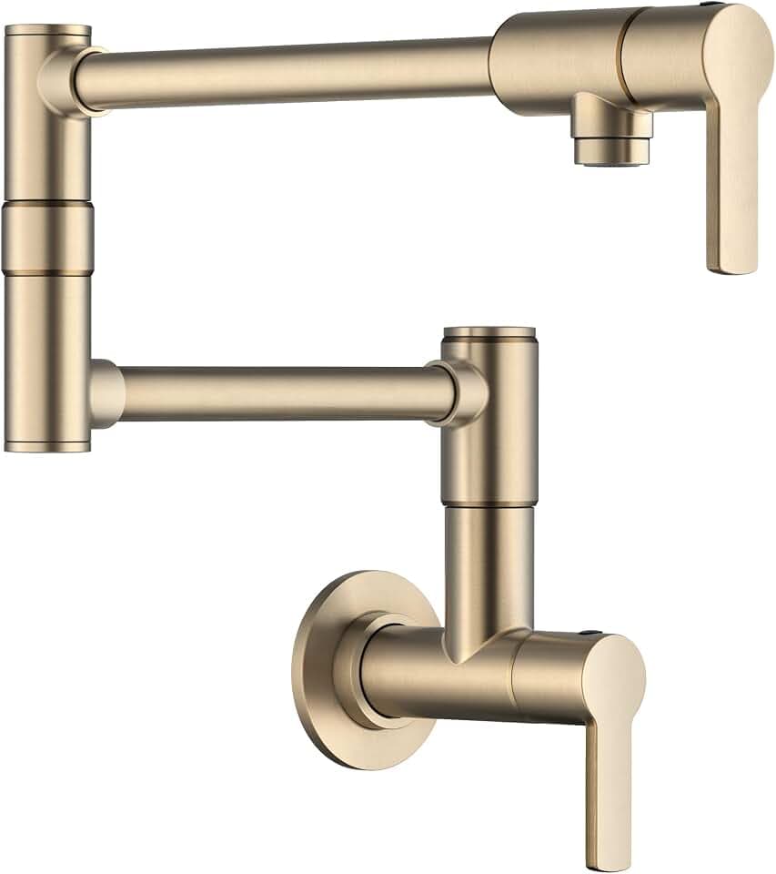 KRAUS Oletto Pot Filler Faucet with Retractable Arm, Wall Mount Kitchen Faucet, Pot Filler for Stove in Spot-Free Brushed Brass, KPF-5001SFACB