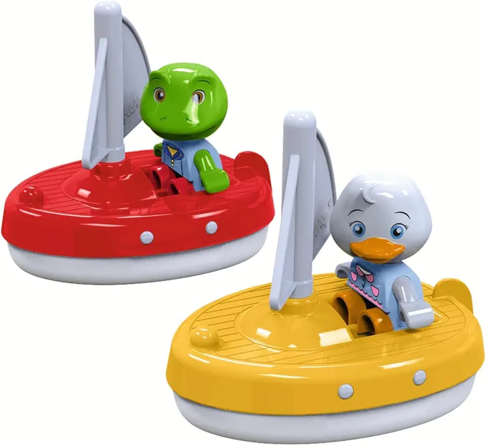 AquaPlay - 2 Segelboote + 2 Figuren - Zubehör für AquaPlay Wasserbahnen oder für die Badewanne, 2 Segelboote und Nils und Lotta, für Kinder ab 3 Jahren