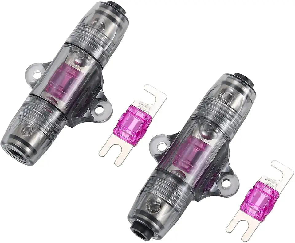 Greluma 2 Stk 100A 6-10 Gauge AWG Inline ANL MANL Sicherungshalter mit 2 Stück 100A Sicherung