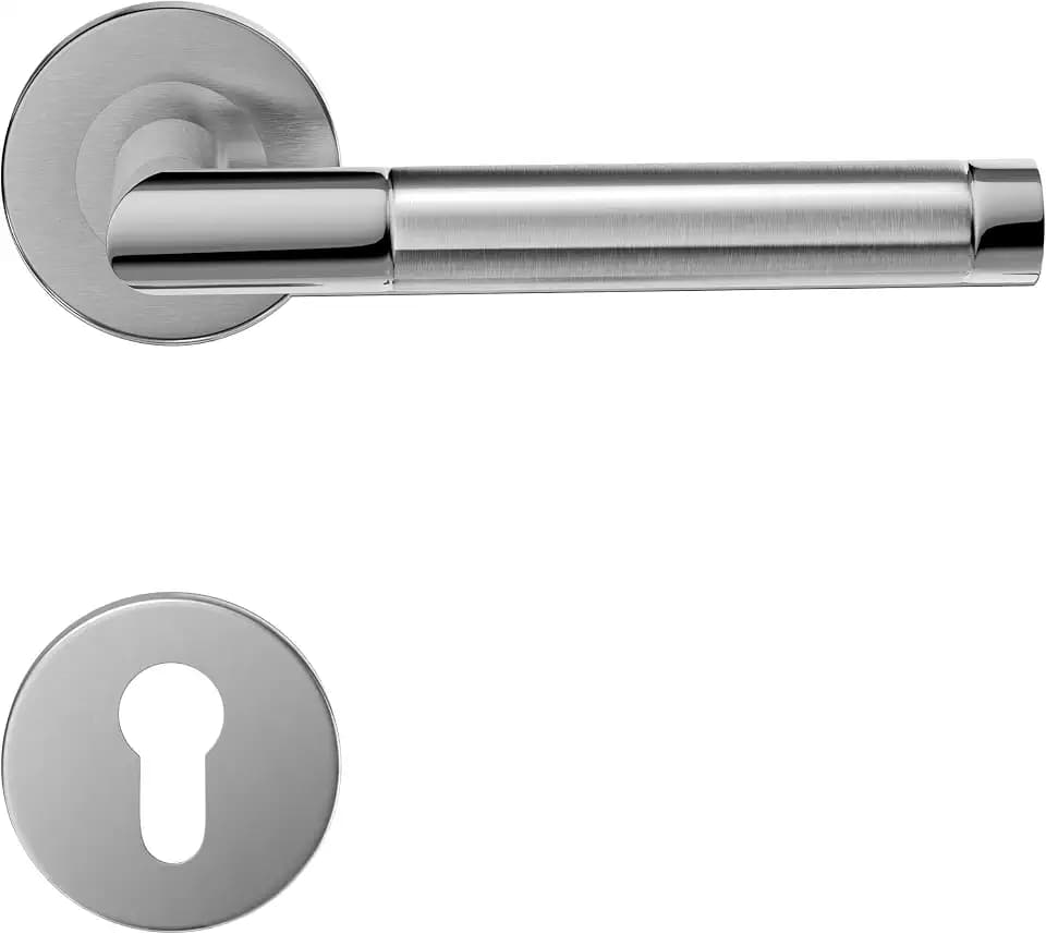 1 Packung Türdrückergriff aus Edelstahl mit Zylinderloch-Rosette, Türschloss-Griff-Set, Türhandgriff, zweifarbig (S02-103C-D)