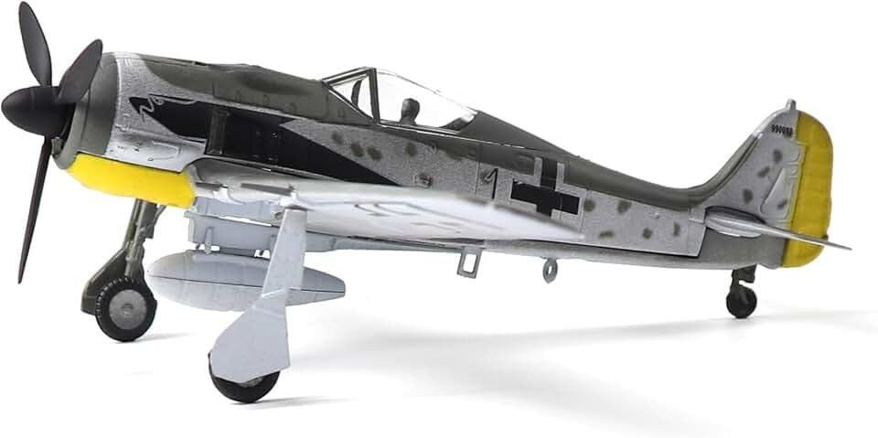 NUOTIE Focke-Wulf Fw 190A-8 1/72 Metalljägermodell, klassisches deutsches WWII Militär-Finshed Druckguss-Modell-vorgefertigte Kits mit Ausstellungsständer für Sammlung