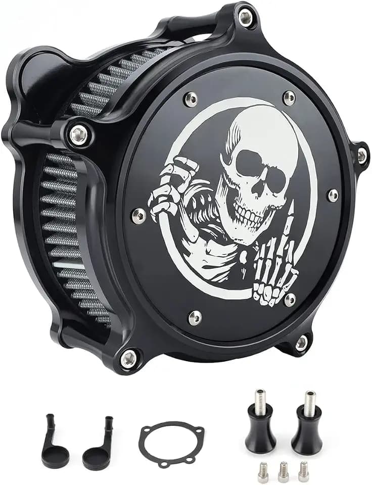 High Flow Air Filter Intake Kit with Skull Design for HarleyTouring Softail