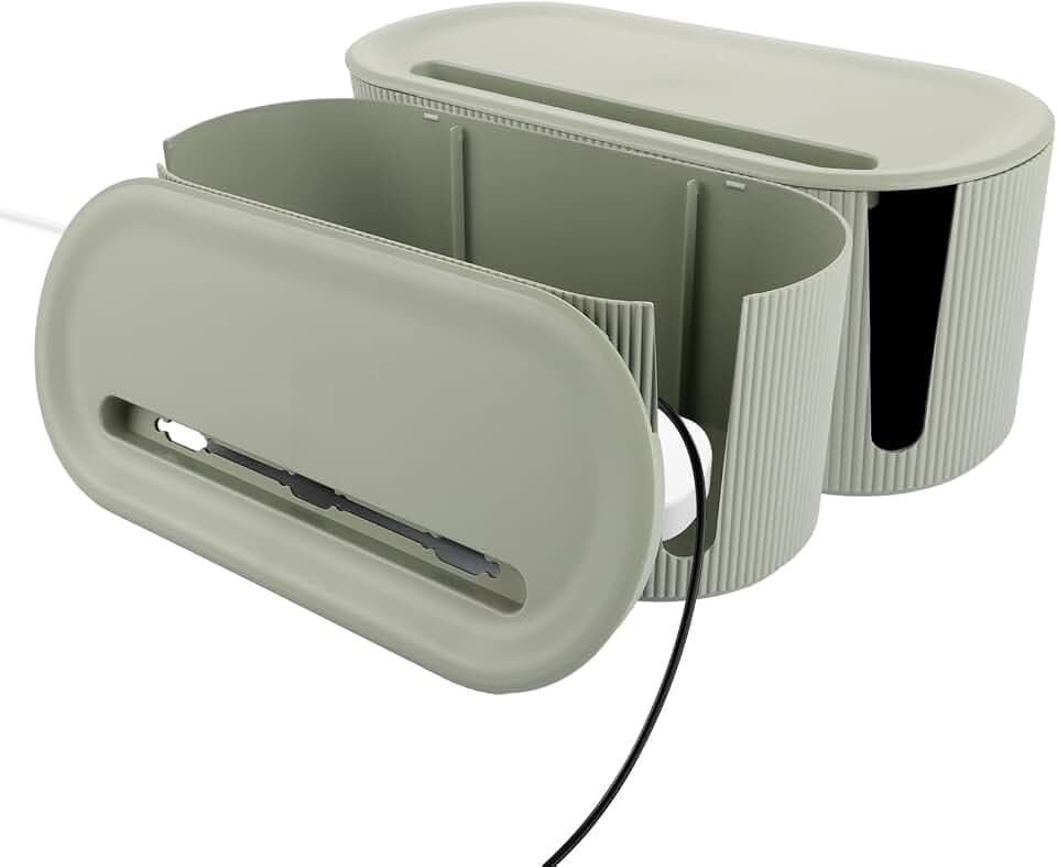 YAYODS 2 Stück Kabelbox Groß - 31x13,5x12,5cm Kabelmanagement Box - Kabel Management Box Grün - Kabel Organizer Box ABS Kunststoff - Kabel Box mit Deckel - Cable Box zum Kabel Verstecken