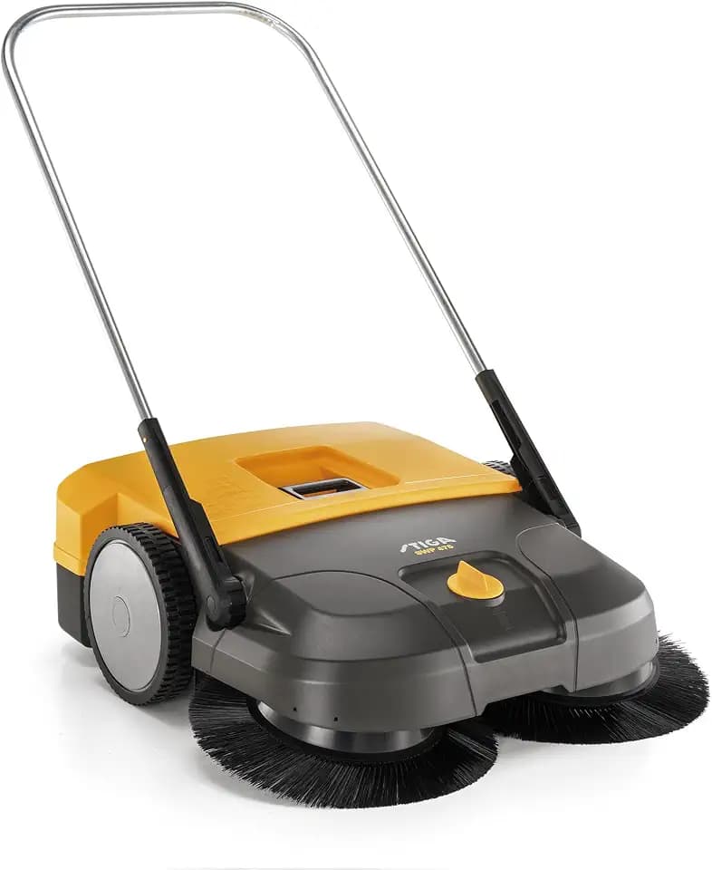 STIGA SWP 475 Handkehrmaschine, 75 cm, 50 l – Zwei Gegenläufige Rotationsbürsten, 8-Stufen Höhenverstellung – Flächen bis 2.900 m²