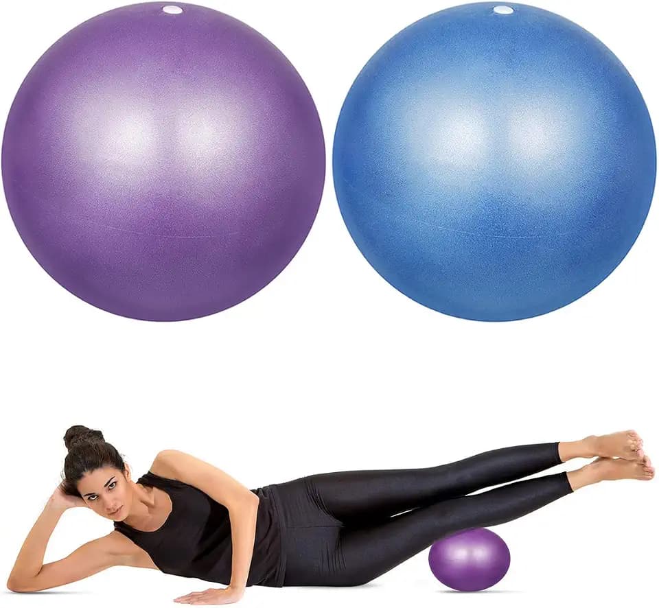 2 Stück 23cm Pilates Ball Klein Rutschfester & Superleichter Soft Gymnastikball, Blau und Lila