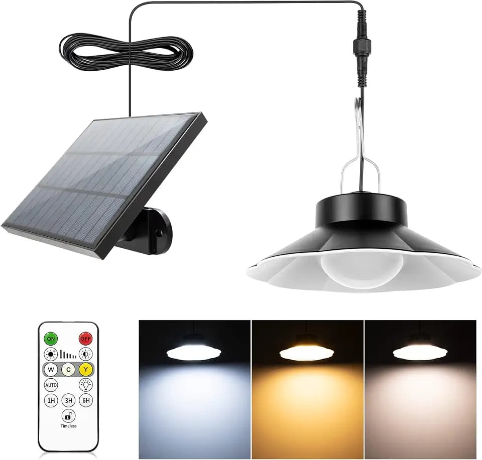 AGOTD Solar Hängeleuchte mit Fernbedienung 920LM 3 Farbtemperatur