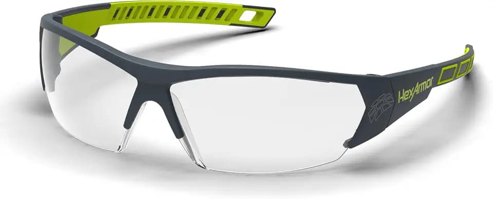 HexArmor MX250 Clear Safety Glasses for Men and Women | Anti-Fog | Scratch Resistant Wrap Around Lenses | Modern-Safety Glasses | Metal-Free | Certified ANSI Z87 | 100% UV Protected Eyewear