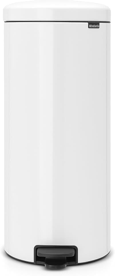 Brabantia 114748 Treteimer mit Inneneimer aus Metall, plastik metall, weiß, 30 Liter