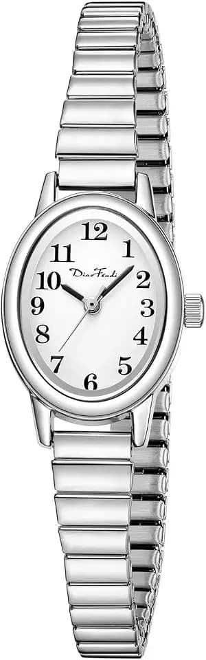 Diaofendi 3 Sizes (S/M/L) Small Gold Watches for Women - Fit 5"-8" Expansion Band, Valentine's Day Gifts for Mom Wife, Easy Read Ladies Quartz Watch, Water Resistant