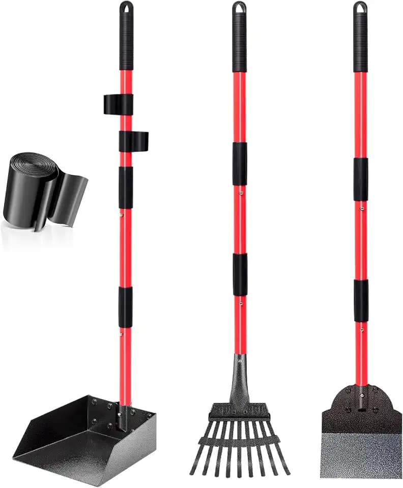 Hundekotschaufel Kehrschaufel, Rechen & Schaufel Mit Abfallsäcken, Hundekotsammler Langer Griff, Hundekot Scooper Für Garten & Laub