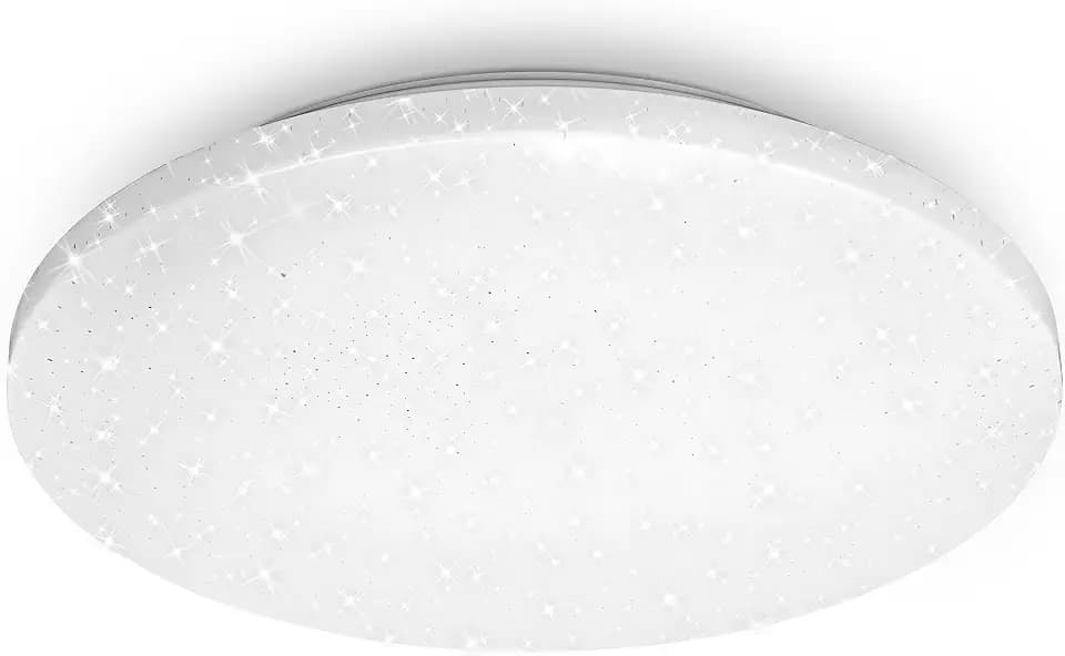 BRILONER - LED Deckenlampe mit Sternendekor, LED Deckenleuchte Bad IP44, gelochtes Dekor, neutralweißes Licht, Ø340 mm, Weiß