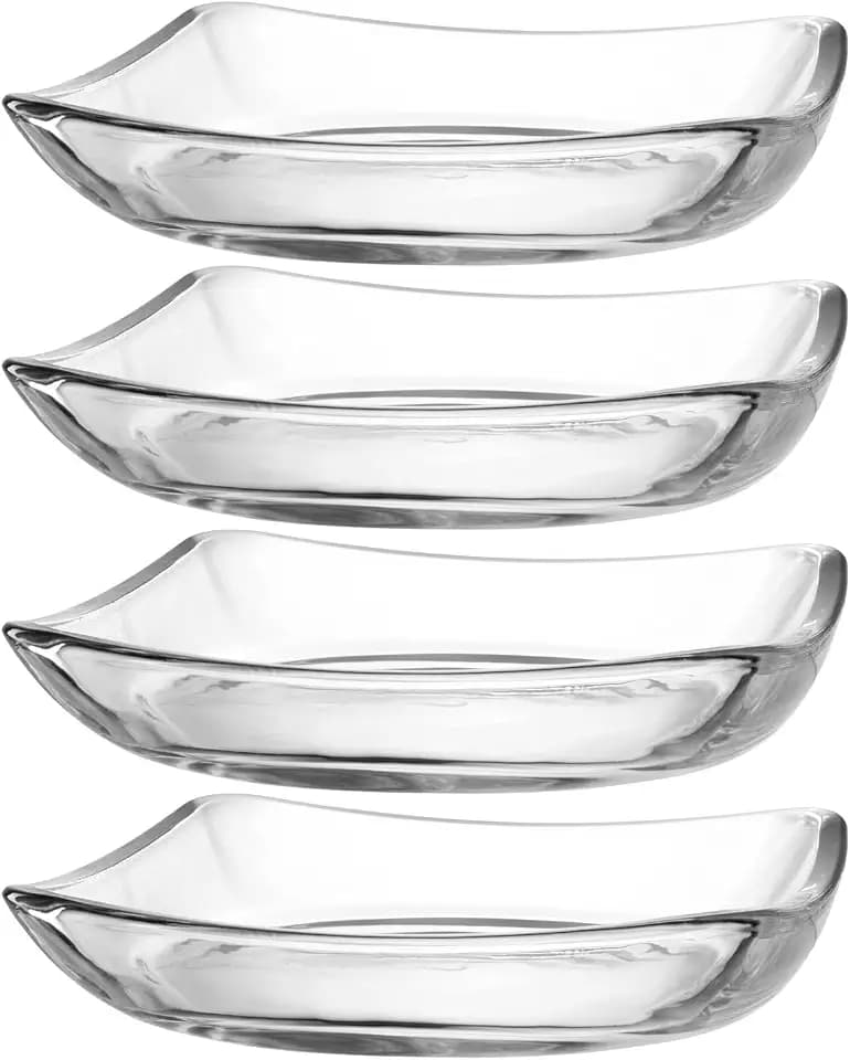 LEONARDO HOME Piazza Teller, 4er Set, spülmaschinenfeste Teller, moderne Servierteller aus Glas, Glasteller für Kuchen und Gebäck, Glasplatten zum Servieren, Höhe 4 cm, transparent, 024408