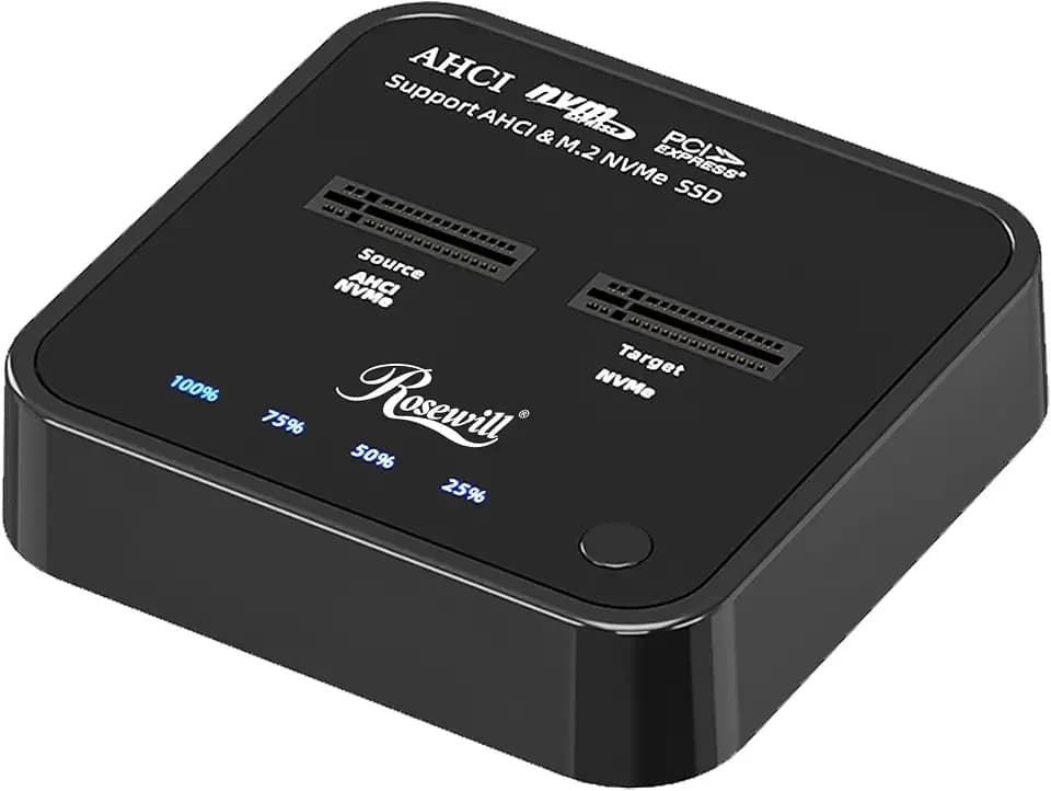 Rosewill Cloner, M.2 Duplicator Dual Bay Enclosure, Tool-Free 20Gbps USB3.2 Gen 2X2 to USB Adapter M.2 Docking Station for M Key PCIE Reader Supports Offline Clone-RS-N2-CL