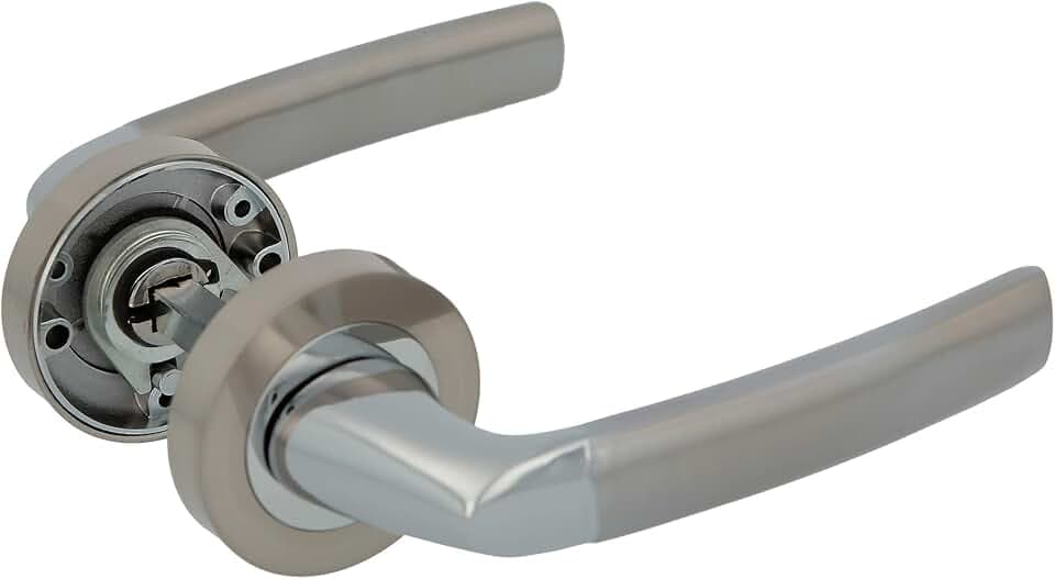 Amig - Zamak Rosette Türgriffe Set | Mod. HISA | Ø52mm | 8mm Quadrat | Elegantes und einfaches Design | gebürstetes Aluminium Nickel