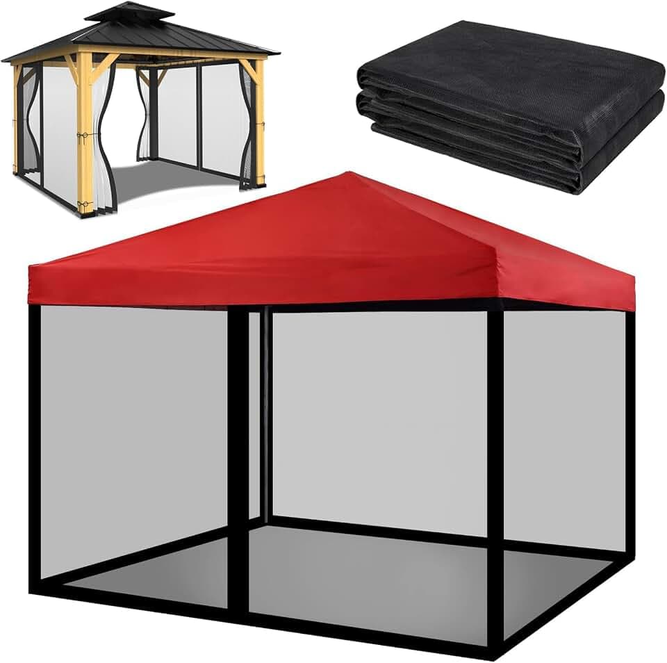Tappio Mosquito Net with Zipper for Outdoor Camping Mosquito Net DIY Canopy Screen Wall Outdoor Mosquito Net for 10 x 10' Patio Gazebo and Tent