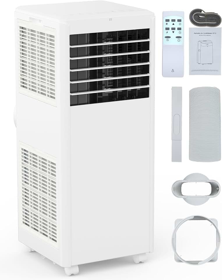 GarveeLife Portable Air Conditioner,8,000 BTU for Rooms up to 350 Sq.Ft., Smart Compact AC Unit with Cooling, Dehumidifier, Fan, Remote Control and Window Kit, White