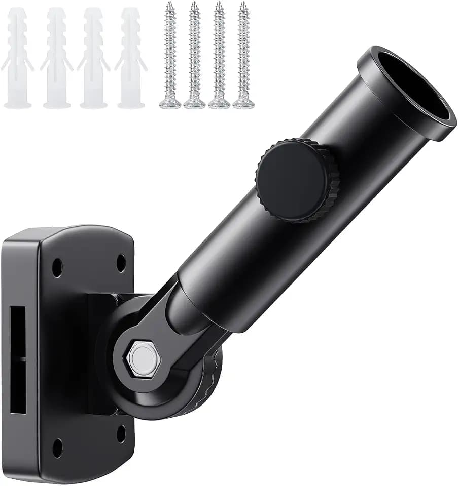 PHITRIC Adjustable Flag Pole Holder, Multi-Position Mounting Flag Bracket, Heavy Duty Flag Pole Holder for Outside House, Premium Aluminum Alloy Strong Rust Free Bracket with Hardwares (Black)