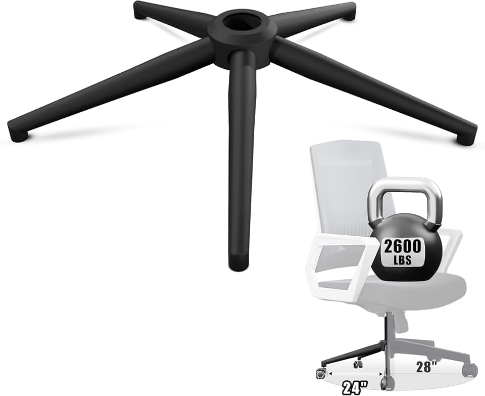 Sytopia Bürostuhl-Fußkreuz 24 Zoll/60 cm - Schwarz, Robustes 5-Sterne-Metalluntergestell, Drehstuhl-Kreuz, Geeignet für 11 mm x 22 mm Rollen, 50 mm Gasfeder, Unterstützt über 2600 Pfund SYT-Base