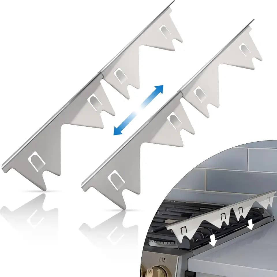Stainless Steel Stove Counter Gap Cover (2 Pack), Oven Gap Filler, Stove Gap Filler for Kitchen, Range Trim Kit, Easy Clean with Heat Resistant, Adjustable Length 13.8” to 27.6” 1