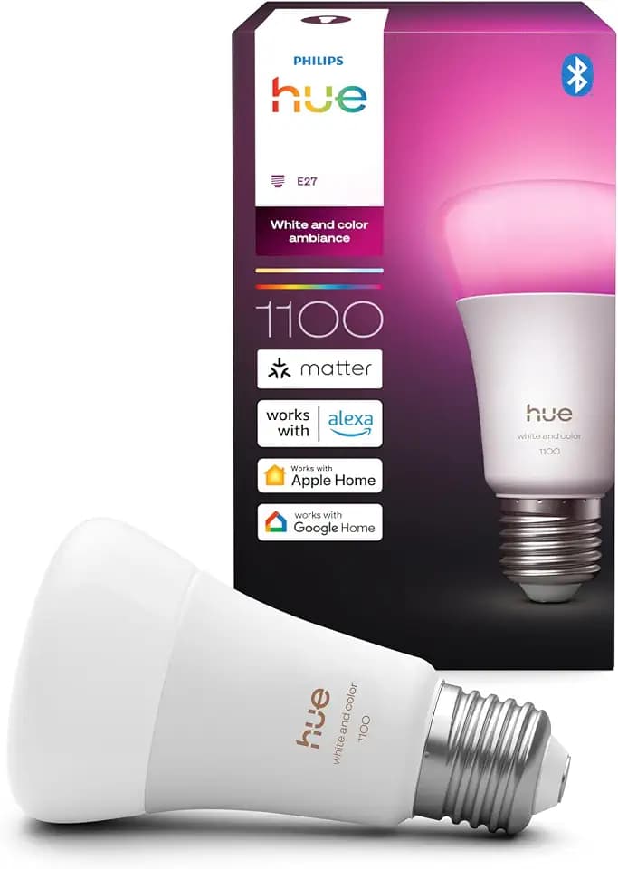 Philips Hue Smart LED A60 Lampe, E27 | White & Color Ambiance, LED Licht mit 16 Mio. Farben, Dimmbar, 1100 lm, 8,1 W, App- und Sprachsteuerung, Smart Home