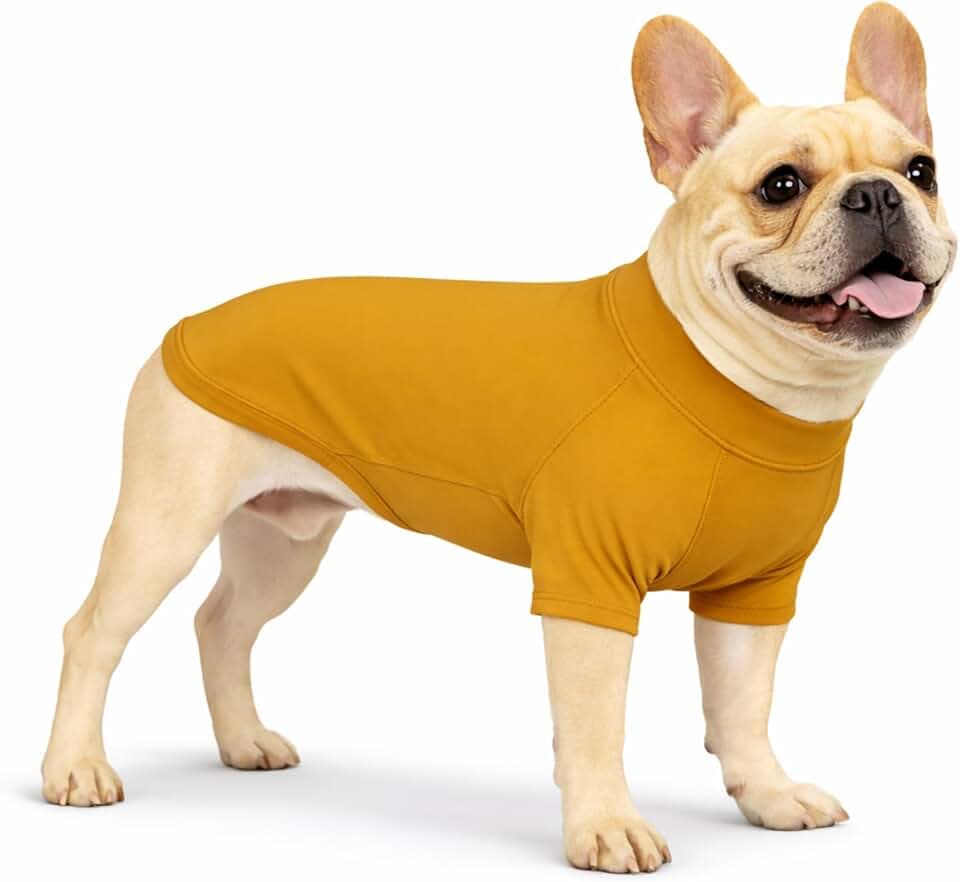 Premium Yoga-Fabric Dog T-Shirt – Breathable, Stretchy, Anti-Shedding Pet Clothes for All Seasons, Small to Large Dogs Mustard Yellow M
