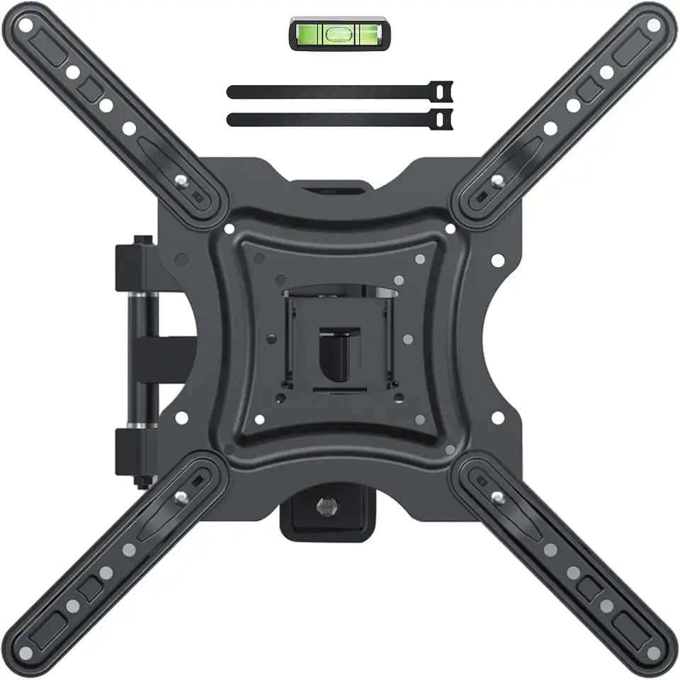 Full Motion TV Wall Mount Bracket Swivel Tilt Extension Rotation for Echo Show 21/15 and Most 19-55 Inch LED LCD Flat Curved Screen TVs & Monitors, Max VESA 400x400mm up to 66lbs
