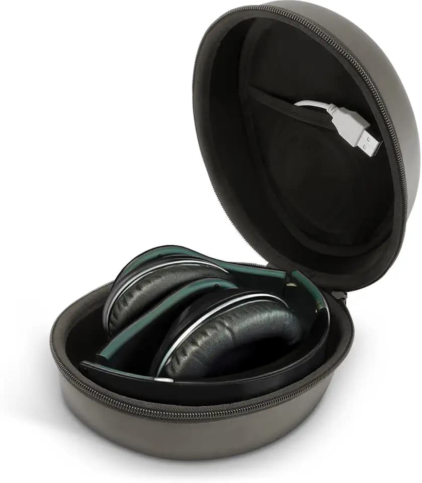 iGadgitz U5415 Eva-Reißverschluss mit Hartschalenkoffer für Faltbare Over-Ear-Kopfhörer - Schwarz