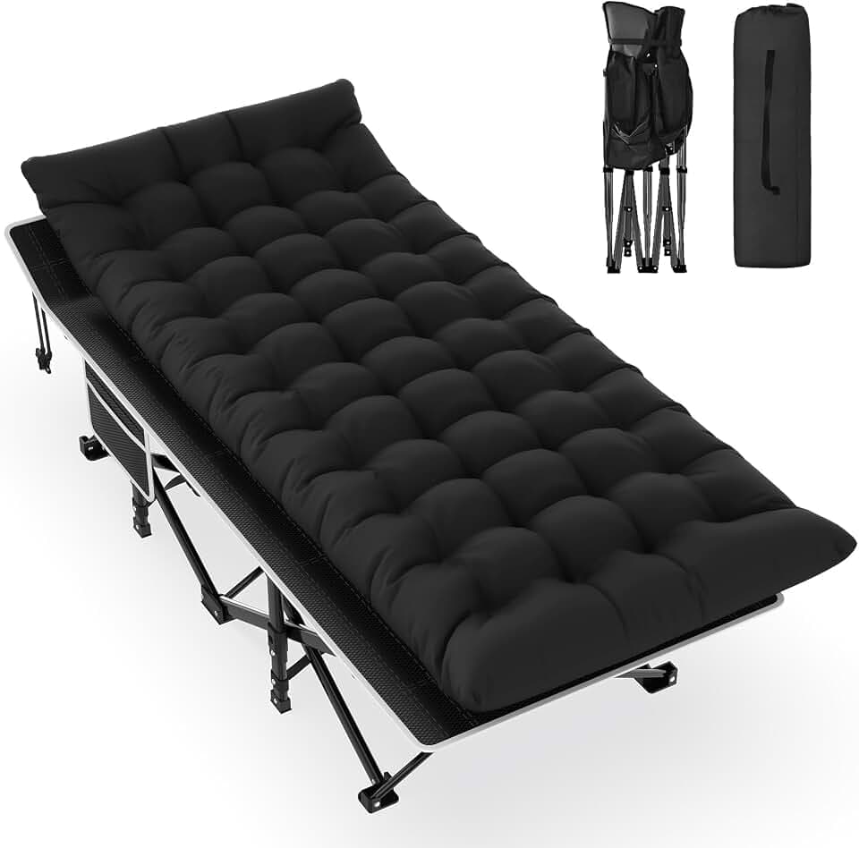 Slendor Camping Cot for Adults, Portable Folding Cot w/Carry Bag, 500lbs