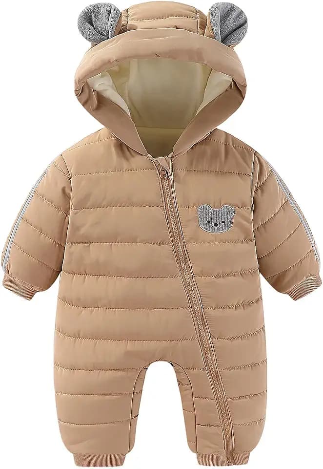 JiAmy Baby Overall Winter 3-24 monate, Schneeanzug Baby Jungen Mädchen Strampler Fleece Gefüttert Warm Outfits Mit Kapuze
