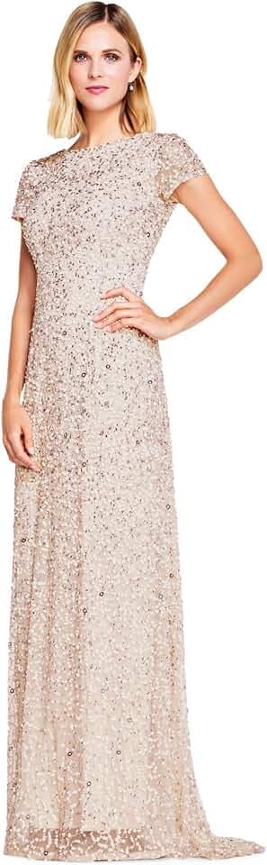 Adrianna Papell - Damen - Langes Abendkleid - Scoop Back Long Dress - Glamourös, schimmernd, stilvoll