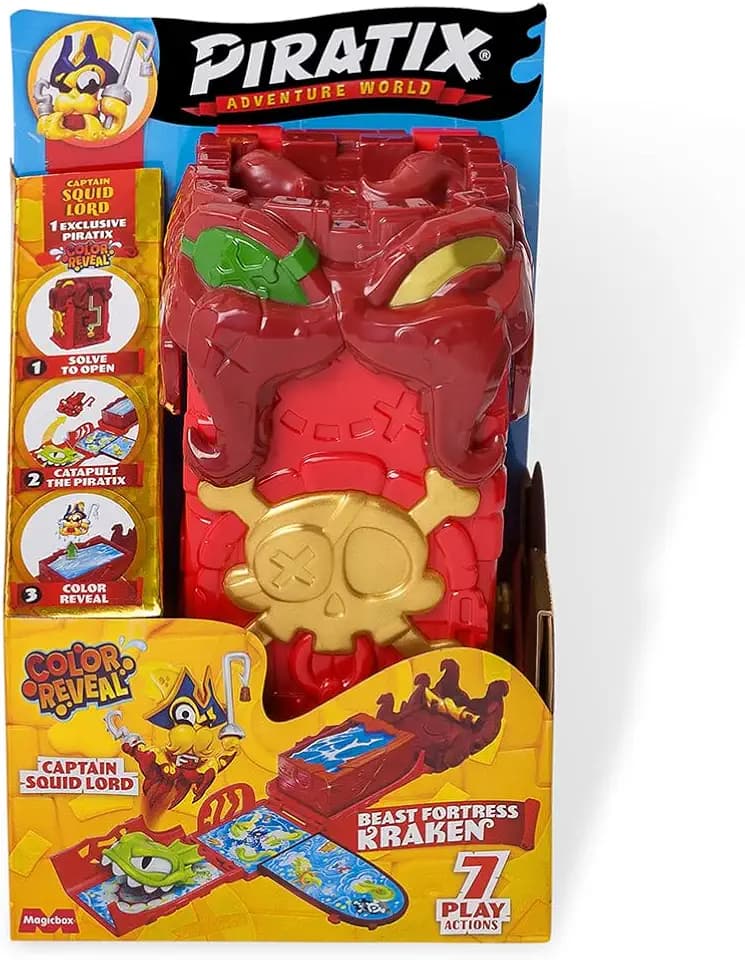 PIRATIX Beast Fortress Kraken – Festung in Form eines Tintenmonsters. Befreit den Pyratix, enthüllt den Charakter im Pool und füttert das Biest. Enthält Playset, Exklusive Reveal-Figur, Zubehör