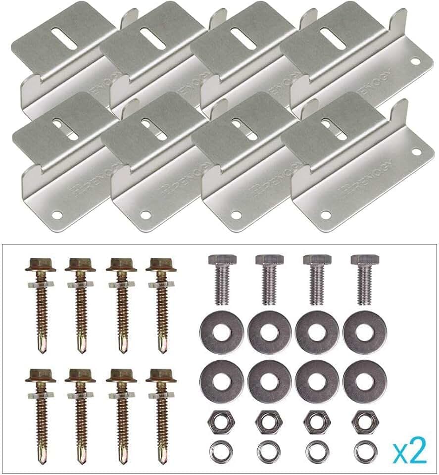 Renogy Solar Panel Z Brackets Holder 2 Sets, for Mounting Solar Panel Roof Mount Z Bracket with Nuts and Screws for Wohnmobil, Boat, Roof, Wall and Other Off-Gird Roof Installation, 8 Pieces