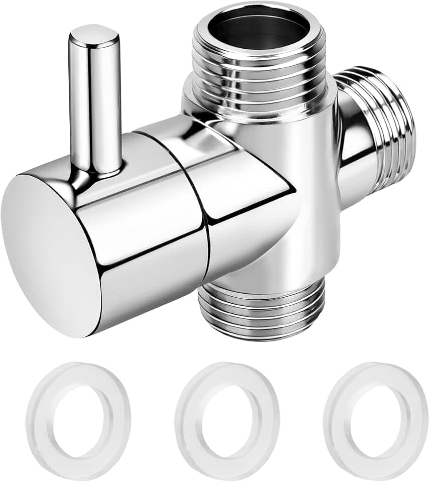 EEEKit 3-Wege Duschumstellventil T-Adapter, G1/2" AG aus Massivmessing verchromt – Einfacher Wechsel zwischen Handbrause und Duschkopf, Universal Ersatzteil für Duschsysteme