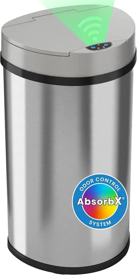 iTouchless 50 Liter/ 13 Gallon Slim Kitchen Trash Can with Lid, Deodorizer
