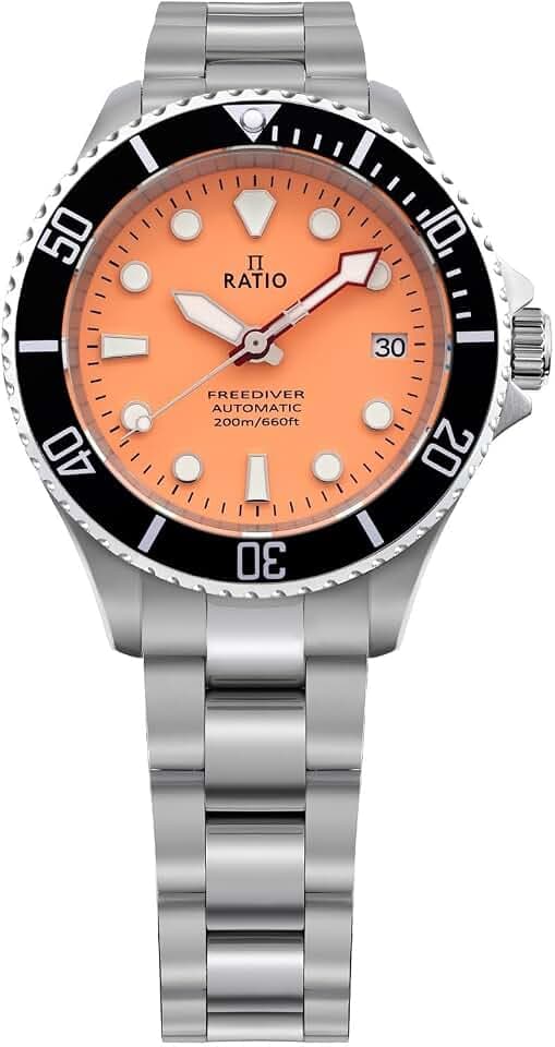 RATIO FreeDiver Sapphire Crystal Diver Watch Japanese Automatic Movement Dive Watch 200m Water Resistant Diving Watch for Men