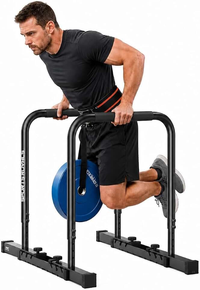 Sportsroyals DP2 Heavy-Duty Dip Station, Adjustable Height & Width, 600 LB