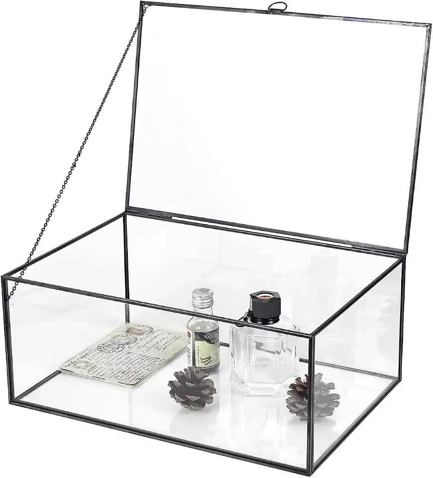 Vintage Glass Box with Lid - Clear Jewelry Glass Display Box Keepsake Box