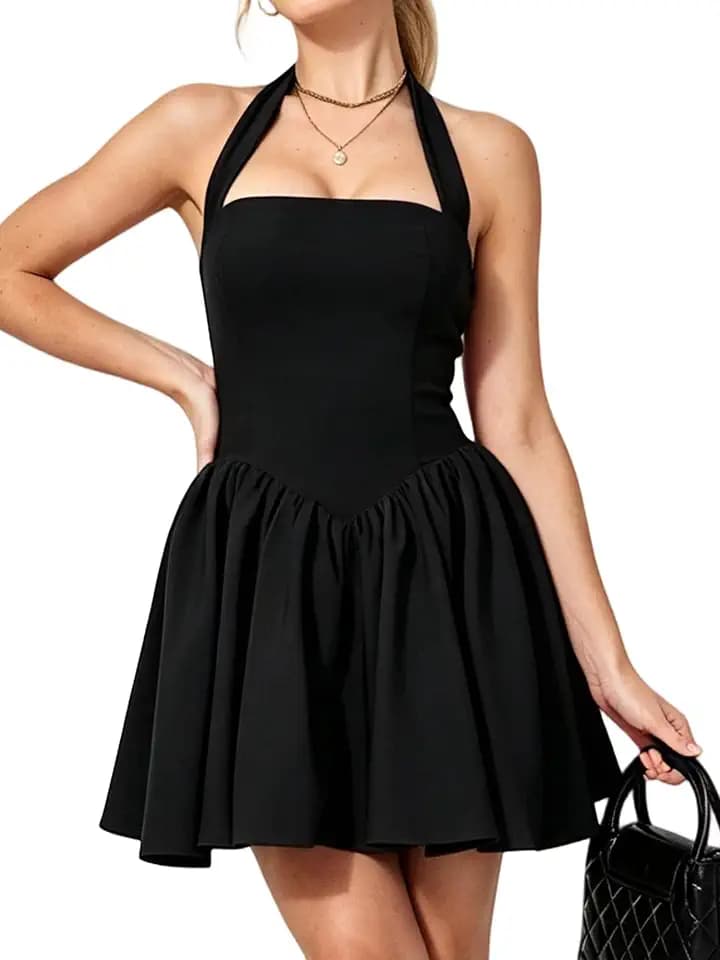 Yulaviniee Women's Halter Backless Mini Corset Dress for Homecoming Party