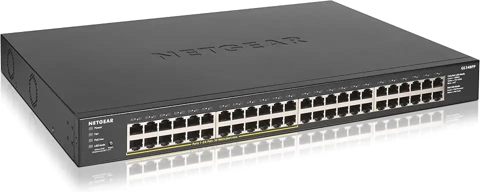 NETGEAR 48-Port Gigabit Ethernet Unmanaged Essentials PoE+ Switch (GS348PP): Mit 24 PoE+ bei 380 W, Desktop- oder Rack-Befestigung