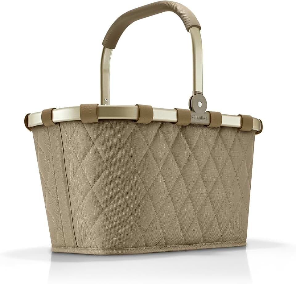 reisenthel carrybag Frame Rhombus Olive – Stabiler Einkaufskorb mit viel Stauraum und praktischer Innentasche – Elegantes und wasserabweisendes Design