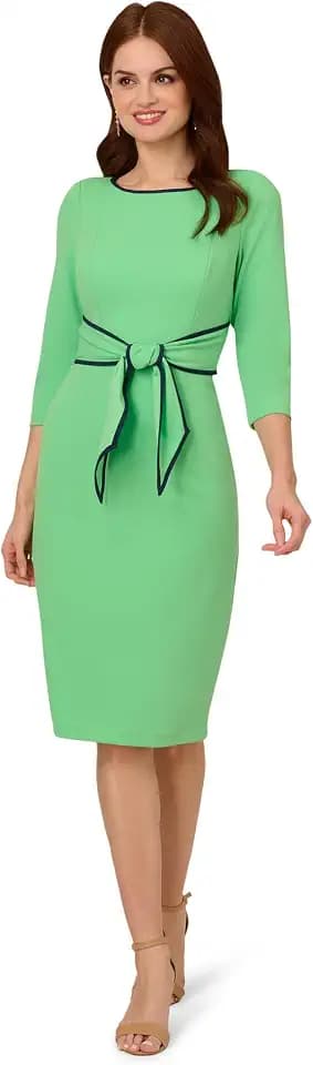 Adrianna Papell Tipped Crepe Tie Dress