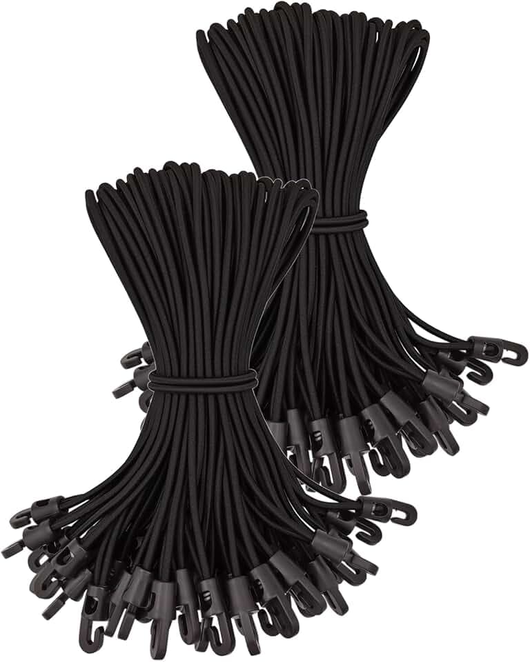 Spanngummi mit Haken 100 Stück - Expander mit Haken 25 cm - Multifunktional Planenspanner Gummispanner mit Haken für Camping Planen, Anhängerplane, Poolabdeckung (Schwarz)