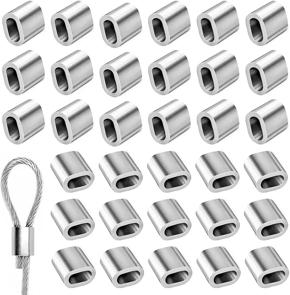 60 Stück M6 Aluminiumhülsen Drahtseilhülsen Drahtseilklemme für 6 mm Seil