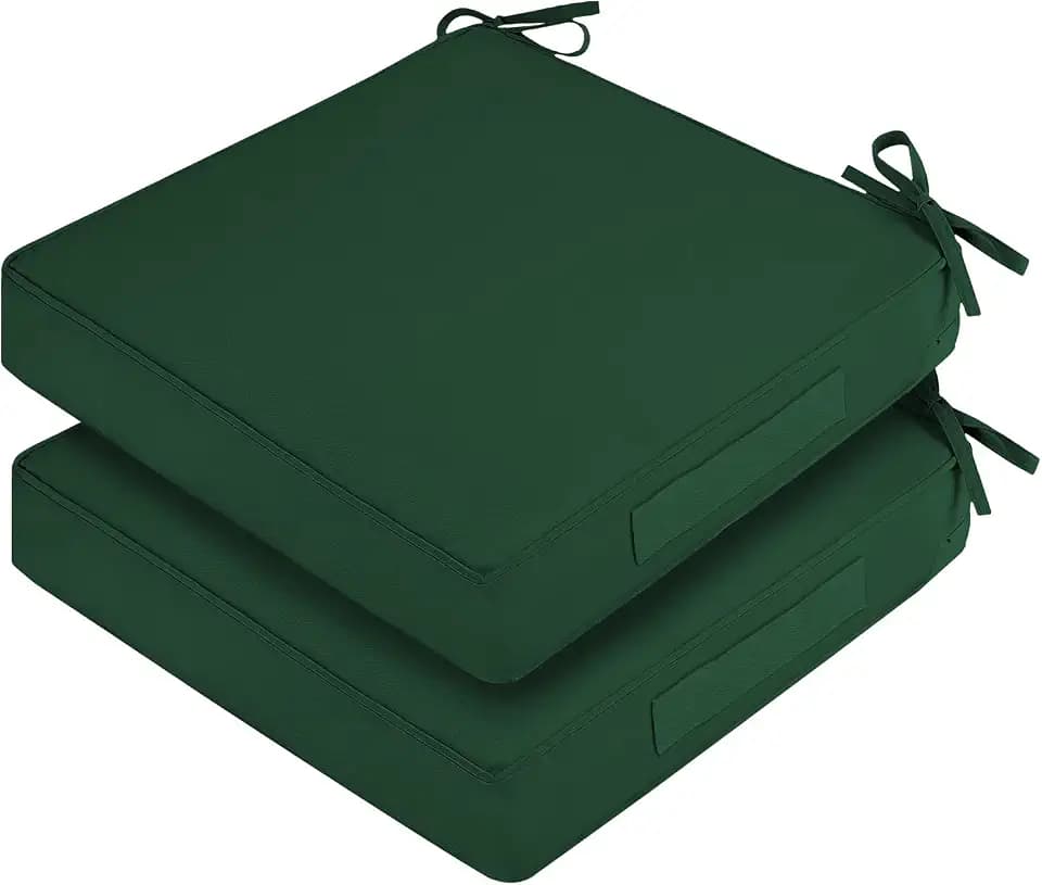 Outdoor Chair Cushions, Removable Covers, Green, 22 x 22