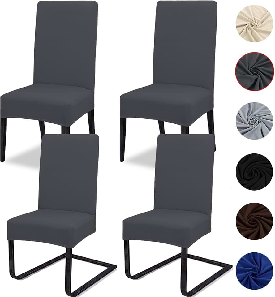 Stuhlhussen 4 oder 6er Set, Abnehmbare waschbar Spandex Stuhlüberzug Stuhlbezug Stretch Universale für Hotel, Zeremonie, Bankett, Restaurant, Zuhause(4er Set, Anthrazit)
