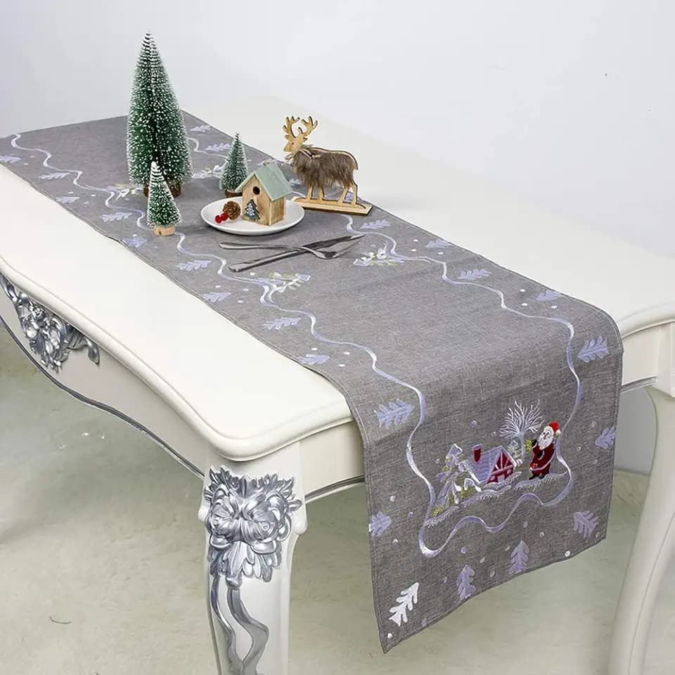HALOVIE Tischläufer Weihnachten Dekoration Tischwäsche Moderne Polyesterfaser mit funkelnden Matten Tischtuch Ornament Waschbar für Dekorationen, Partys, Hochzeiten, Küche